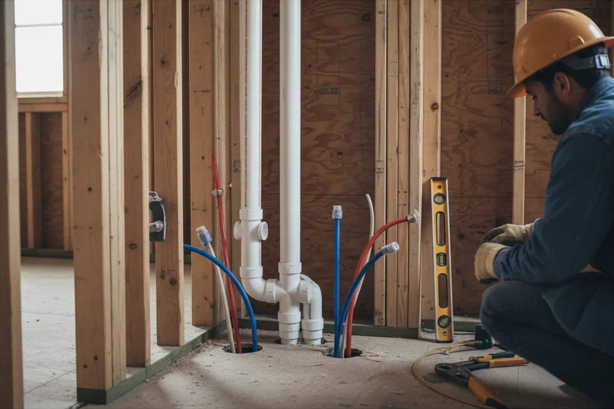 Drain and supply rough-in during Sump Pump Repair in Claridge