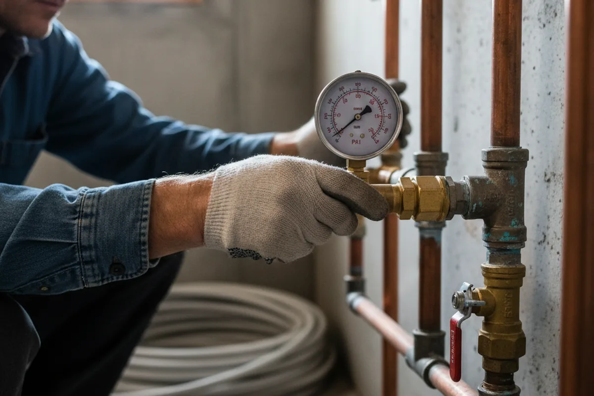 Pressure testing a repaired line during Water Line Repair in Claridge